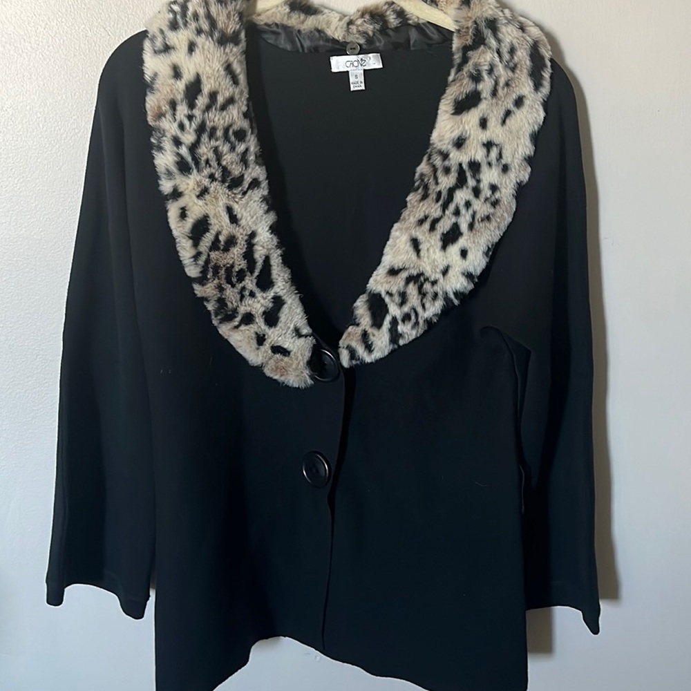 Cache Fur Collar Black Sweater size small